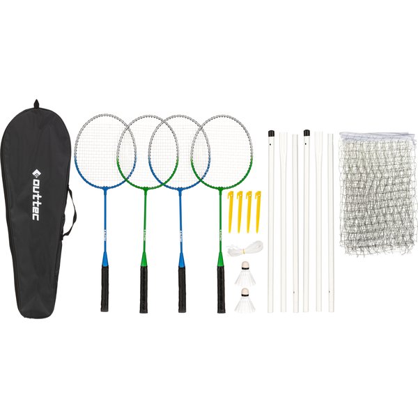 Zestaw do badmintona: 4 rakietki + siatka + 2 lotki Outtec