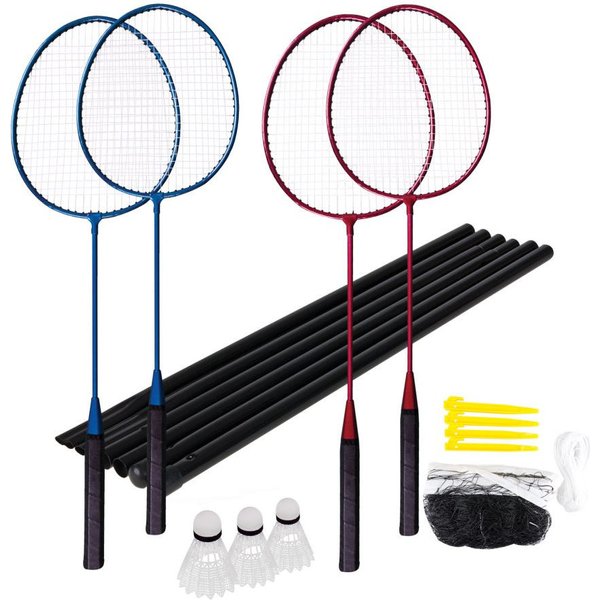 Zestaw do badmintona 4 rakiety, 2 lotki + siatka Fun Start Spokey