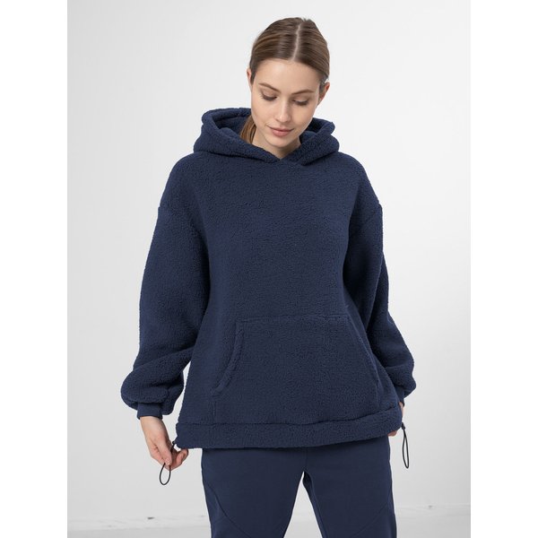 Bluza pluszowa z okrągłym dekoltem i łatkami w kratę main image 0