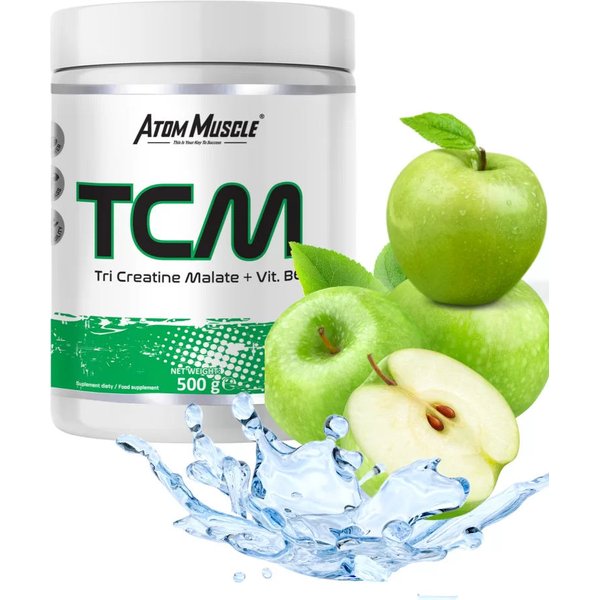 Jabłczan kreatyny TCM+Vit. B 500g zielone jabłko Atom Muscle