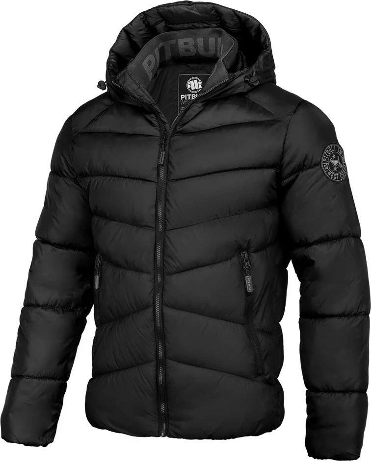 Pit Bull Elkwood Men's Windbreaker Jacket – Winter/Spring/Fall – Black – Nylon – Hooded