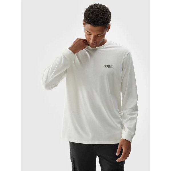 Longsleeve męski TLONM315 4F - złamana biel