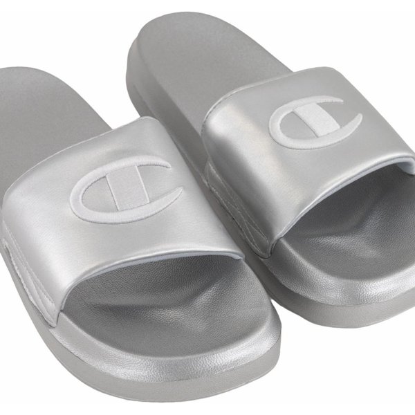 Klapki Slide Miami Platform Champion - srebrne