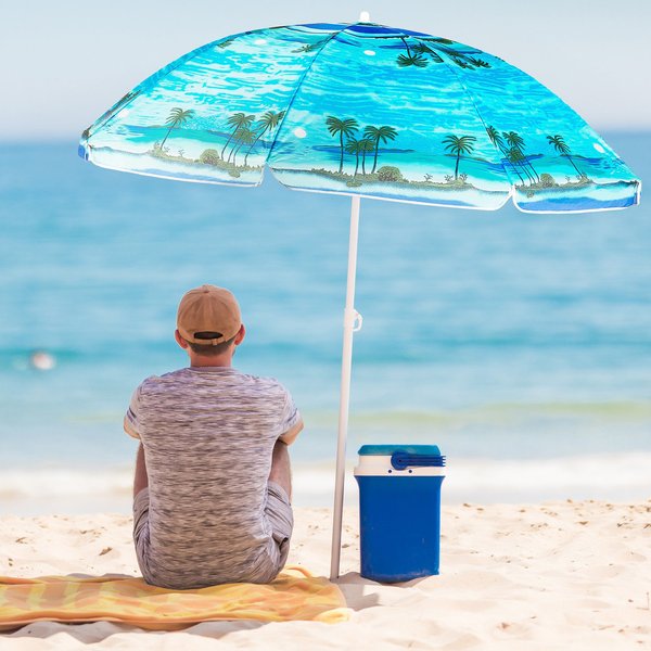 Parasol ogrodowy, plażowy, łamany Outtec - niebieski