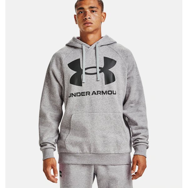 Bluza męska Rival Fleece Big Logo Hoodie Under Armour - szary melanż