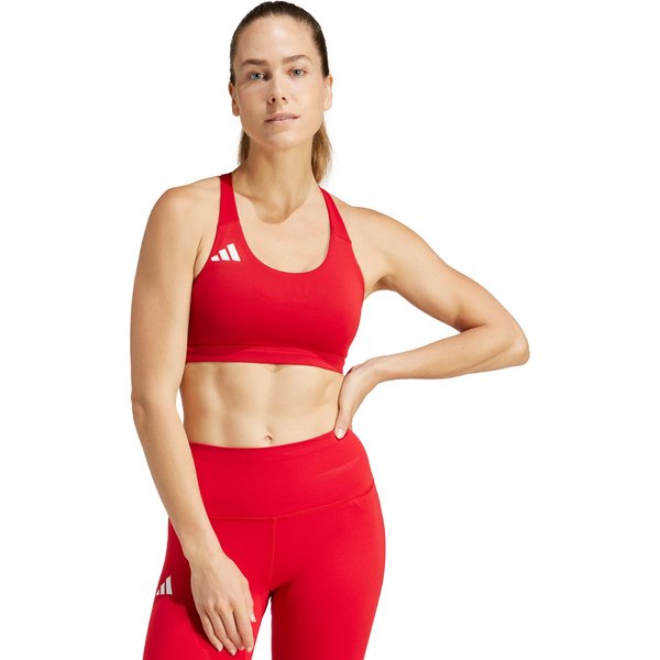Biustonosz sportowy damski Adizero Essentials Run Medium Support Adidas - czerwony