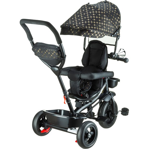 Rowerek trójkołowy 3w1 obracany Stars - black/gold