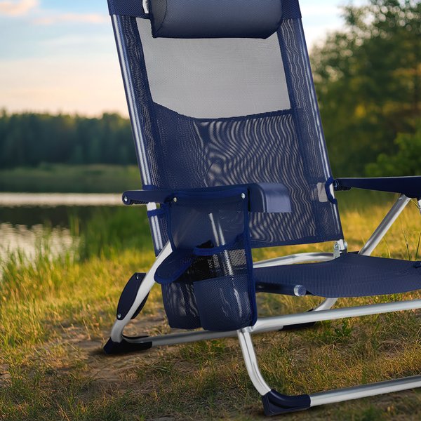 Krzesło plażowe z funkcją leżaka Sun Flex 2w1 Outtec - granatowe