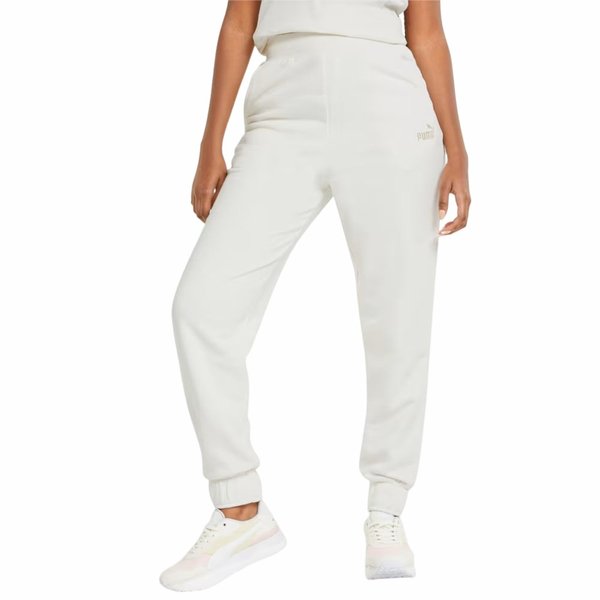Spodnie dresowe damskie Ess+ Embroidery High-Waist Puma - białe