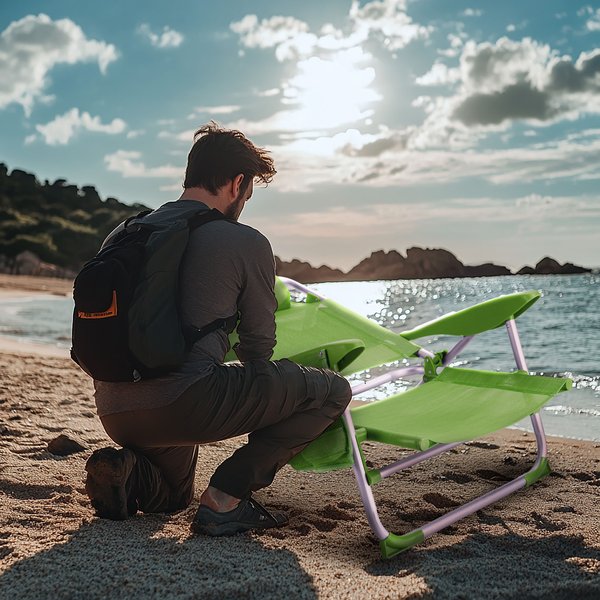 Krzesło plażowe z funkcją leżaka Sun Lite 2w1 Outtec - lime