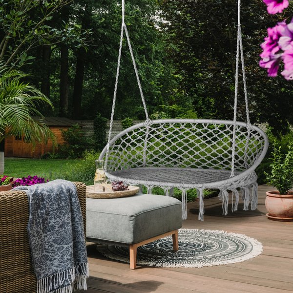 Huśtawka wisząca podwójna Boho Outtec - szara