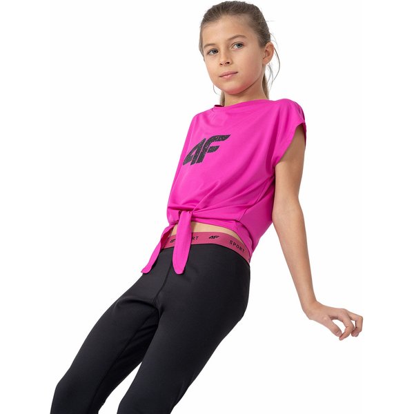 Legginsy dziewczęce 4FJAW23TFTIF142 4F - głęboka czerń