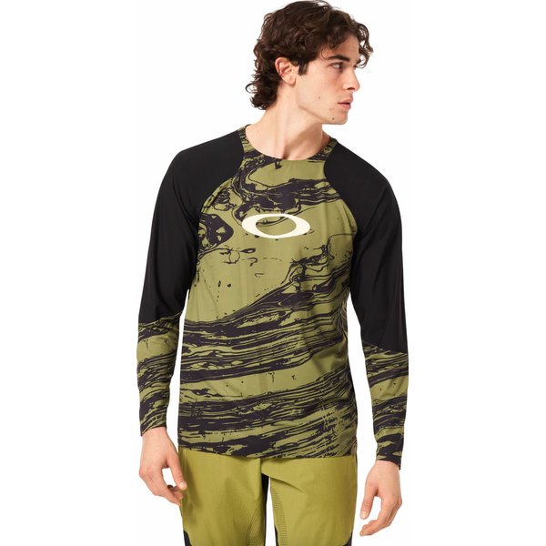 Longsleeve rowerowy męski Seeker Airline LS Oakley - Duality Swirl Green/Black