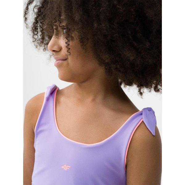 Strój kąpielowy dziewczęcy dwustronny 4FJWSS24UBKSF024 4F - Łososiowy neon