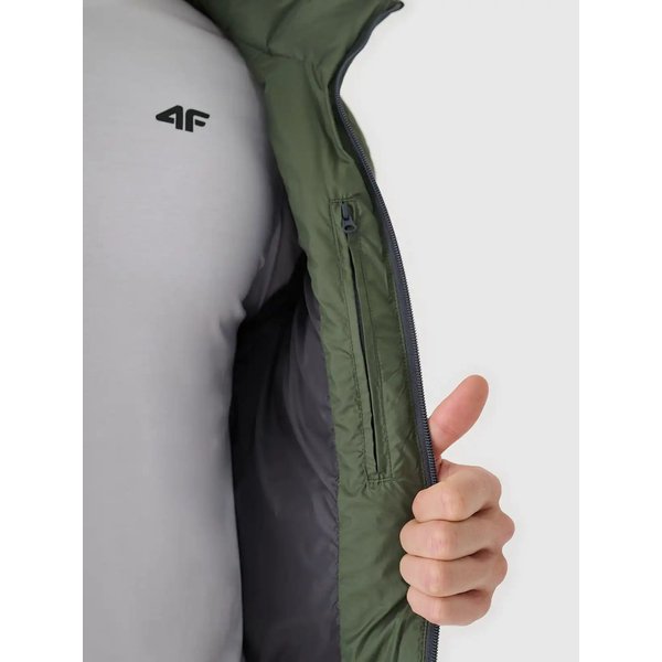 Kurtka puchowa męska TDJAM513 4F - oliwkowy