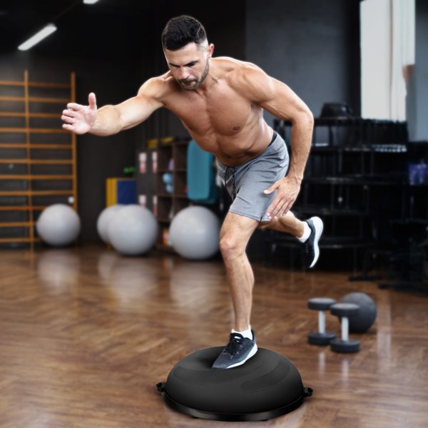 Platforma do balansowania półpiłka do ćwiczeń Flex Core + pompka Gymtek - black