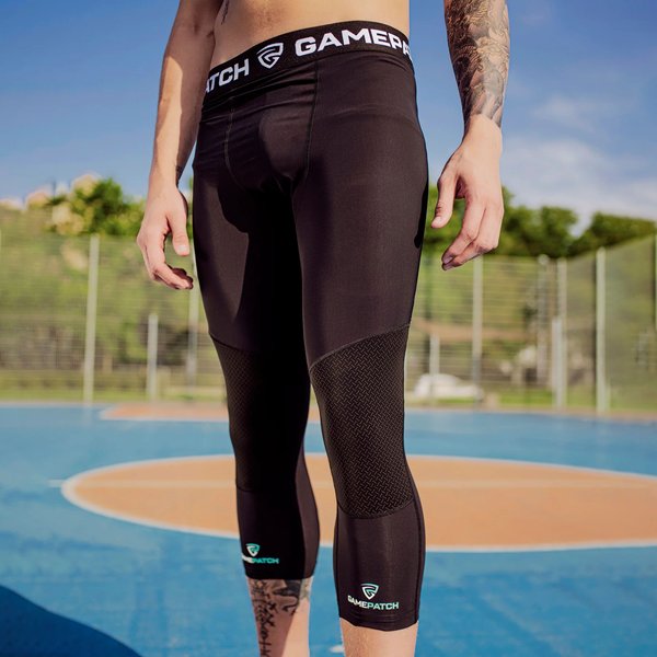 Legginsy kompresyjne unisex 3/4 abrasion resistant tights knee padding Game Patch