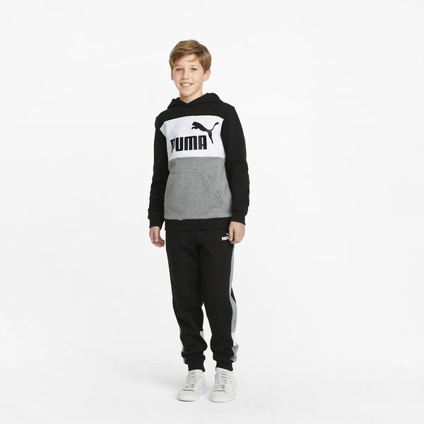 Bluza juniorska Essentials Block Hoodie Puma - czarna/szara