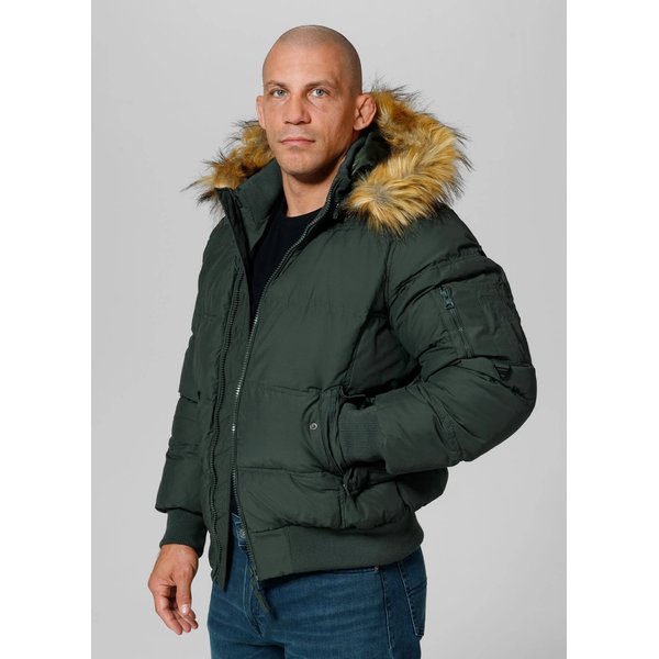 Kurtka męska Burnt Quilted Hooded Jacket Pitbull West Coast - Dark Olive
