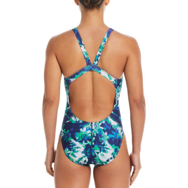 Strój kąpielowy damski Fastback One Piece Nike Swim - niebieski