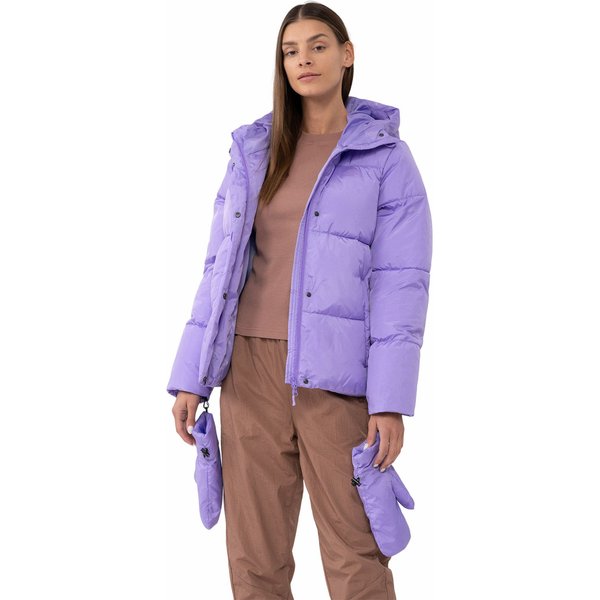 Kurtka puchowa damska 4FAW23TDJAF234 + rękawiczki 4F - fiolet
