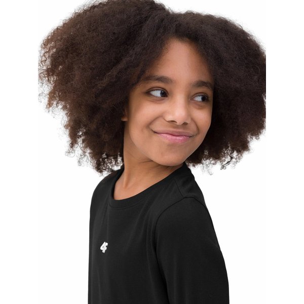 Longsleeve dziewczęcy 4FJSS23TLONF056 4F - czarna