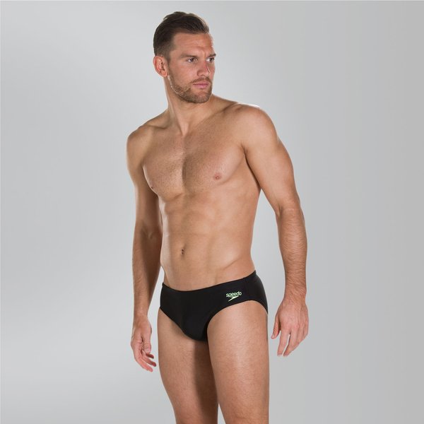 Slipy pływackie męskie Placement 7cm Brief Speedo - czarno-limonkowe