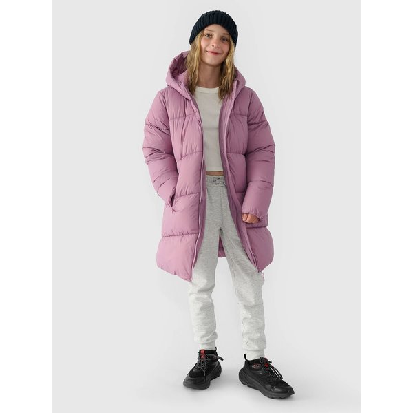 Płaszcz puchowy dziewczęcy TDJAF455 4F - różowy