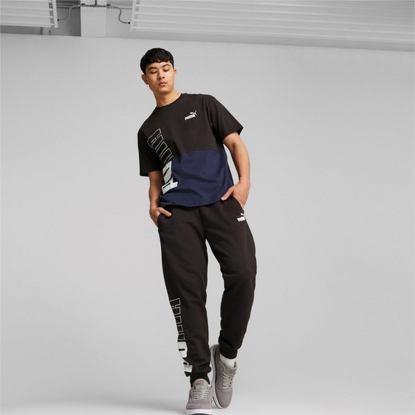 Koszulka męska Power Colorblock Tee Logo Puma - czarna/niebieska