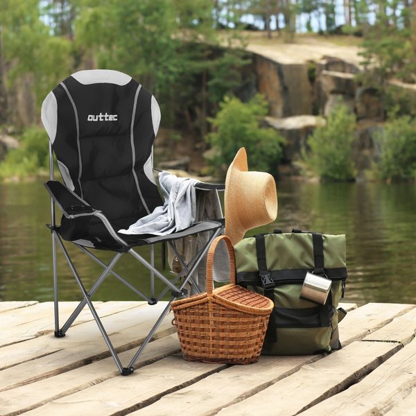 Krzesło turystyczne składane z pokrowcem Outtec - czarne