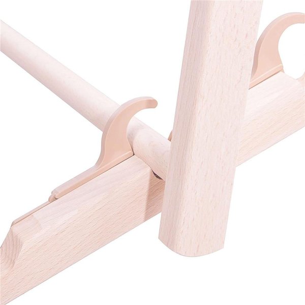 Leżak składany drewniany Springos - czerwony/pasy