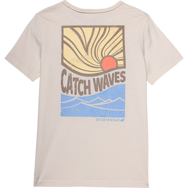 Koszulka chłopięca 4FJWSS24TTSHM1136 4F - złamana biel