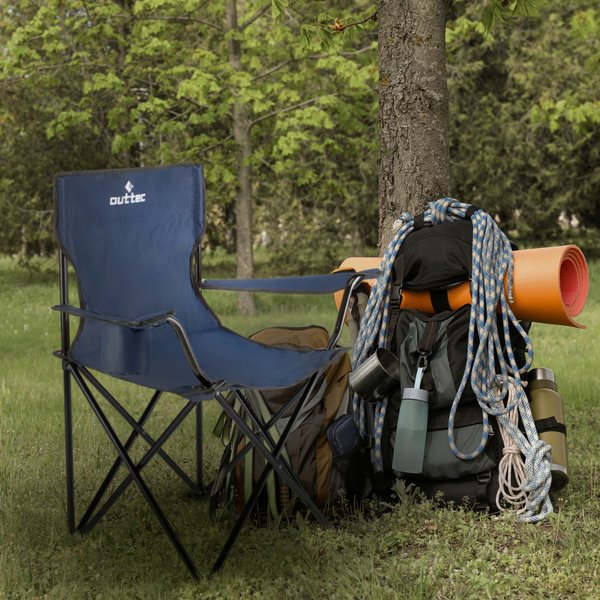 Krzesło turystyczne składane Outtec - Granatowe