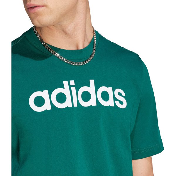 Koszulka męska Essentials Single Jersey Linear Embroidered Logo Tee Adidas - zielona
