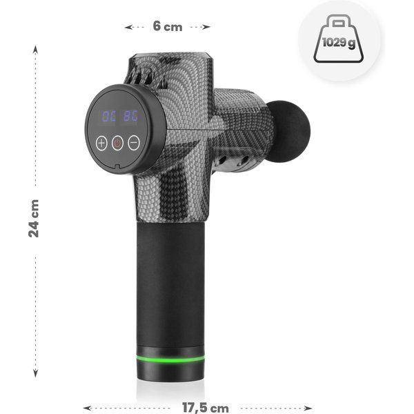 Pistolet do masażu wibracyjny z wymiennymi końcówkami Gymtek - szary