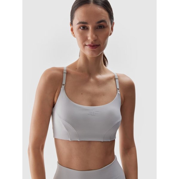 Biustonosz sportowy damski USBAF143 4F - chłodny jasny szary