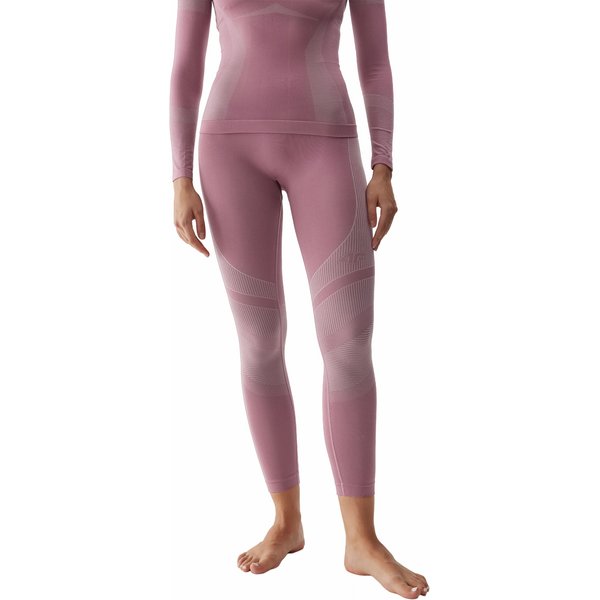 Legginsy bezszwowe damskie 4FAW23USEAF116 4F - ciemny róż