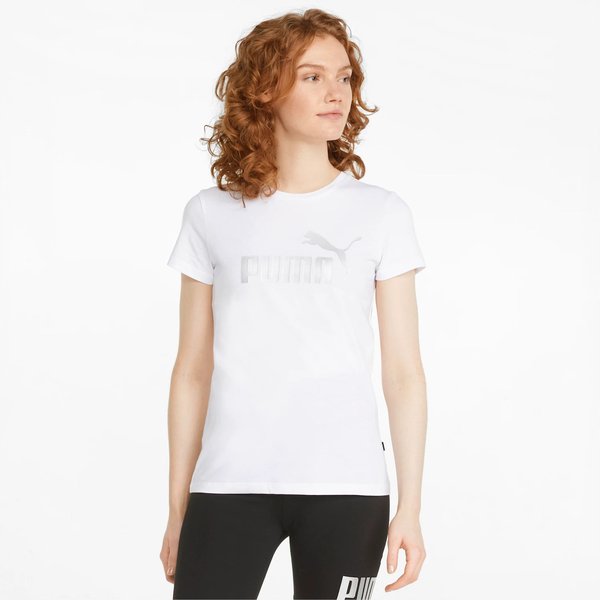 Koszulka damska ESS+ Metallic Logo Tee Puma - biała