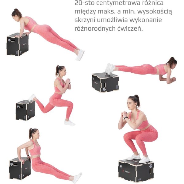 Skrzynia plyometryczna drewniana, crossfit DSCO3 HMS