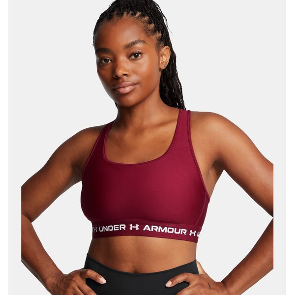 Biustonosz sportowy damski Crossback Mid Bra Under Armour - Cardinal/White