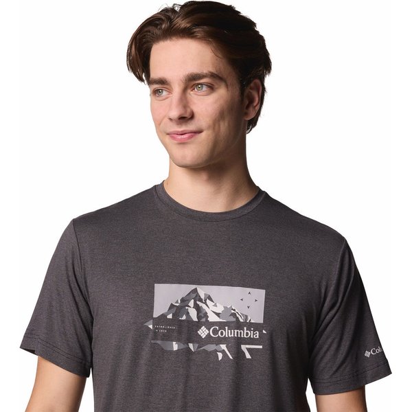 Koszulka męska Kwick Hike Graphic SS Tee Columbia - Black Heather/Peak Direction
