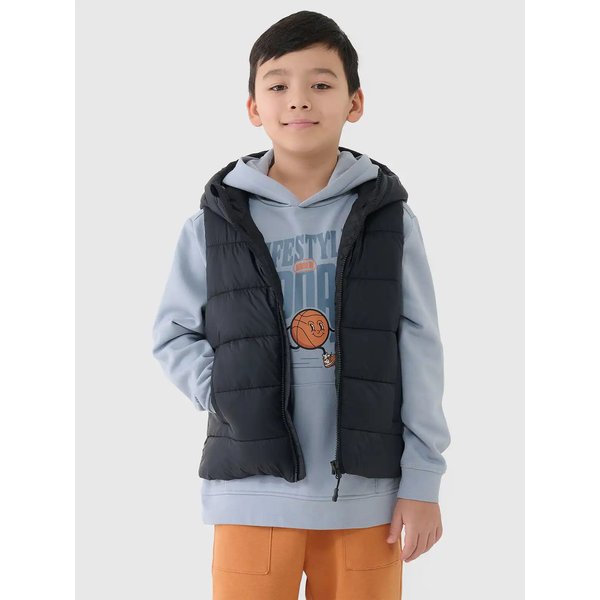 Kamizelka puchowa chłopięca TVJAM169 4F - głęboka czerń