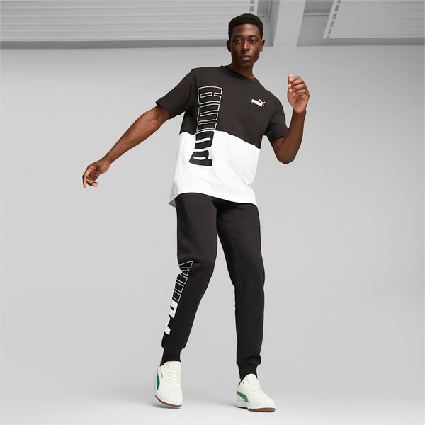 Koszulka męska Power Colorblock Tee Logo Puma - czarny/biały