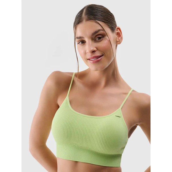 Biustonosz sportowy bezszwowy damski USBAF151 4F - jasna zieleń