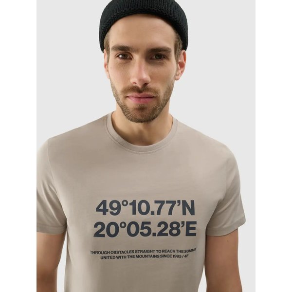 Koszulka męska TTSHM2209 4F - ciepły jasny szary