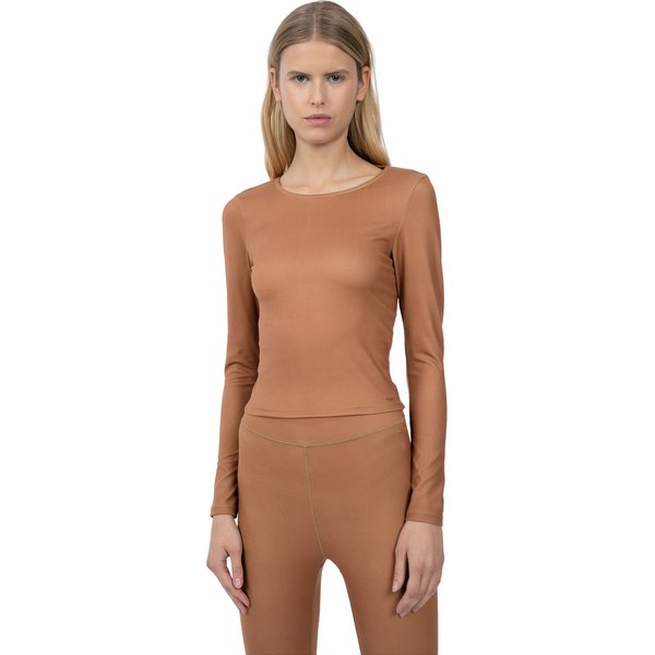 Longsleeve damski 4FAW23TLONF166 4F - brąz