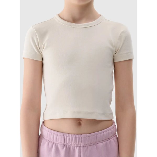 Koszulka dziewczęca TTSHF1852 4F - kremowy