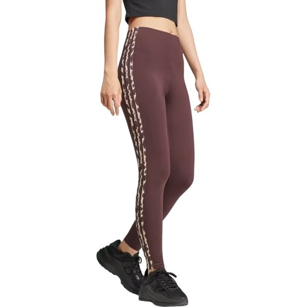 Legginsy damskie Essentials 3-Stripes Animal Print Adidas - Shadow Brown/Multicolor