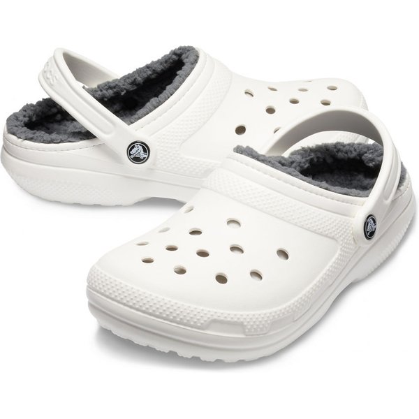 Chodaki Classic Fuzz-Lined Clog Crocs - white grey