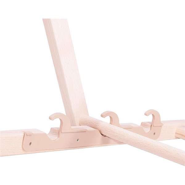 Leżak składany drewniany Springos - czerwony/pasy